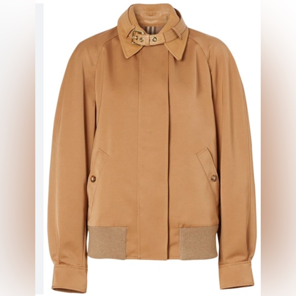 Burberry Leather Trim Oversize Harrington size 2 Jacket NWT missing part